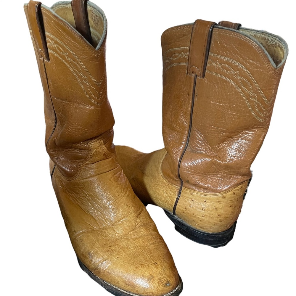 Justin 3022 Men’s Combination Ostrich and Classic Kid Roper Boot 8D